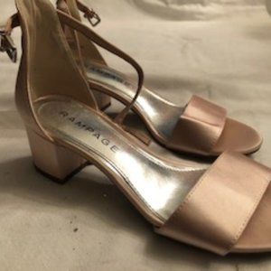 Blush Satin Block Heel Sandals